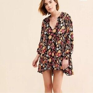 Free People Daisy Jane Long Sleeve Mini Dress size S in black